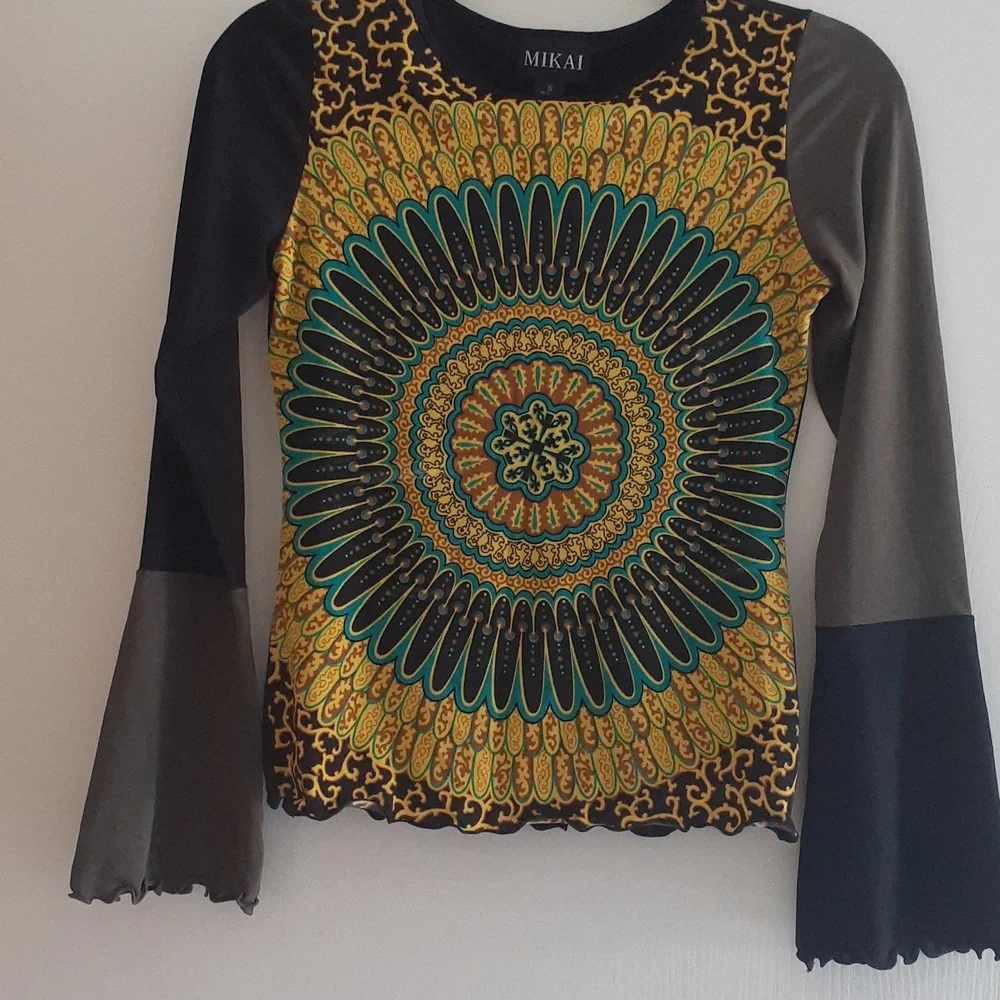 Mikai Boho long sleeve top blouse Size S - Picture 3 of 9